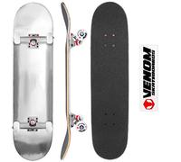 Venom Core Colours Complete Skateboard - Double Kick Trick Skateboard for Kids Boys/Girls Adults Beginners -Advance - Deck/Trucks/Wheels/ABEC 9/Tool!! - Silver/Raw Trucks