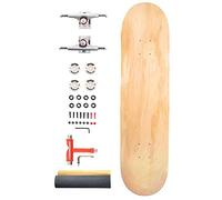 Venom Core Complete Skateboard kit - Natural Wood Stain Deck - Double Kick Trick Skateboard for Kids Boys/Girls Adults Beginners Advance - Deck/Trucks/Wheels etc - Natural Deck/Raw Trucks - 7.5
