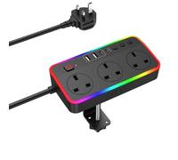 Venom Gaming Desk LED Power Hub Extension Dock | 2m Cable with 120mm Desk Clamp | PD 20W Fast Charge with Surge Protection