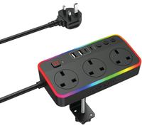 Venom Gaming Desk LED Power Hub Extension Dock. 2mtr Cable with 120mm Desk Clamp