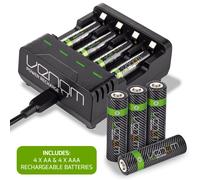 Venom Rechargeable Batteries Plus Charging Dock - Includes 4 x AA 2100mAh plus 4 x AAA 800mAh Rechargeable Batteries
