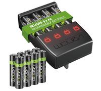 Pro Charge Plug In Wall Charger plus 8 x AAA Rechargeable Batteries Venom Black 9 Pack