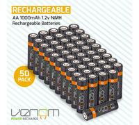 Venom Rechargeable AA Batteries (1000mAh) - 50 Pack in Black Venom Black