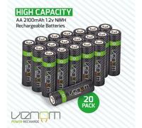 Venom Rechargeable AA Batteries - High Capacity 2100mAh 1.2V NiMH - Pack of 20
