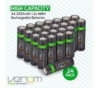 Venom Rechargeable AA Batteries - High Capacity 2100mAh (24-Pack) in Black | Size: 25 Pack Venom Black 25 Pack