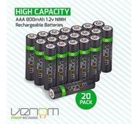 Venom Rechargeable AAA Batteries - High Capacity 800mAh (Pack of 20)