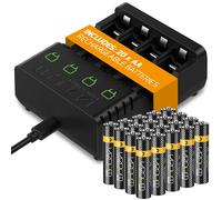 Venom Rechargeable Battery Charging Dock plus 20 x AA 1000mAh Batteries in Black Venom Black