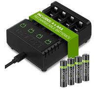 Venom Rechargeable Battery Charging Dock plus 4 x AAA 800mAh Batteries in Black Venom Black