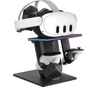 Venom RGB Charging Stand for Meta Quest 3S, Quest 3, Quest 2 & Quest Pro | USB-C Headset Charger & Display Stand with 7-Colour Lighting | VR Storage for Headset & Controllers