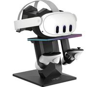 Venom RGB Charging Stand for Meta Quest 3S, Quest 3, Quest 2 & Quest Pro | USB-C Headset Charger & Display Stand with 7-Colour Lighting | VR Storage for Headset & Controllers