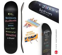 Venom Skateboards Kids Matt Black Chalkboard/Message Board/Bedroom Door Sign Skateboard Deck With Chalk Pack