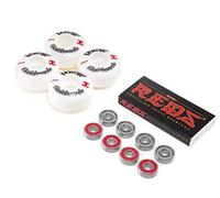 Venom Skateboards Logo White Skateboard Wheels - 52mm & Bones REDS Bearings Set