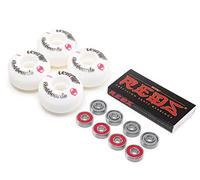 Venom Skateboards Logo White Skateboard Wheels - 54mm & Bones REDS Bearings Set