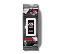 Venom Steel Workshop Wipes with Scrubbing Beads, for Grease, Grime, Oil, Paint and Caulk, Safe on Hands, Tools, and Non Porous Surfaces, Light Citrus Scent, 8" x 12" Cloths, 60 Wipes