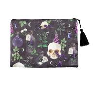 Venom & Vines Print Makeup Bag - Gothic Botanical Design, Spacious & Lightweight - Durable Polyester for Beauty Essentials, Toiletries & Travel - Perfect Gift for Gothic Enthusiasts