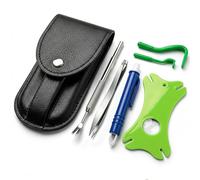 VENOMKILLER 6-in-1 Premium Tick Remover Kit - Complete Tick Removal Tool Set with Stainless Steel Tweezers & Tick Removers, Plastic Hooks, Tick Card & Leather Case - Safe for Family & Pets