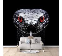 Venomous Snake Photo Wallpaper Viper On Black Background Wallpaper Mural 3D Art Print, Non-Woven Wall Paper, Decoration Poster Picture Mural 500 × 280 cm / 196.8" × 110" for Living Room Bedroom