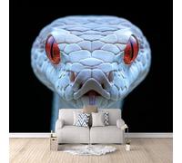 Venomous Snake Photo Wallpaper White Viper Wall Paper 250 × 175 cm / 98.4" × 68.8" - Non-Woven Mural, Art Print Wall Mural Decoration Poster Picture Design Modern 3D Effect