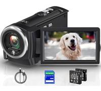 VENOPTIX 2.7K Video Camera Camcorder QHD 50MP YouTube Vlogging Camera 16X Digital Zoom Webcam 270 Degree Rotation Screen Camcorders with 32G SD Card and 2 Batteries Recording While Charging