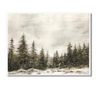 Venphude Winter Pine Forest Landscape Canvas Wall Art, Rustic Christmas Snowy Pine Tree Poster Print, Watercolor Nature Wilderness Wall Decor Artwork for Living Room 16x24in Unframed