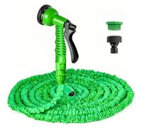 VENQI Expandable Garden Hose 100ft, Flexible Hose Pipe, Water Hoses with 8-Pattern Spray Nozzle Leak-Proof Retractable Stretch Hose Hosepipes for Garden with 3/4",1/2" Fittings (100FT, Green)