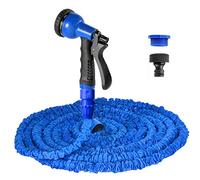 VENQI Expandable Garden Hose Pipe 100ft/30m Flexible Expanding Magic Water Hose with 8-Pattern Spray Nozzle,Leak-Proof Retractable Heavy Duty 3 x Expanding Hosepipes for Garden (100FT, Blue)