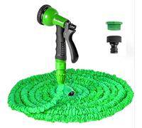 VENQI Expandable Garden Hose Pipe 125ft/22.5m, Flexible Expanding Magic Water Hose with 8-Pattern Spray Nozzle,Leak-Proof Retractable Heavy Duty Hosepipes for Garden (125FT, Green)