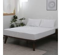 Vensan Fitted Bedding Sheet Size: Double, 100% Cotton Satin, 300 Thread Count, Plain White, 5 Star Hotel Quality.