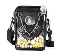 Vensivy Ita Bag DIY Transparent Crossbody Anime Pins Bag Shoulder Messenger Itabag Comic Anime Satchels, Black, One Size