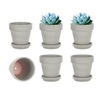 vensovo 10.16cm Gray Clay Pot with Saucer - 6 Pack Small Terra Cotta Plant Pot with Drainage Hole for Indoor Outdoor Plants