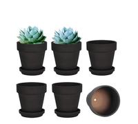 vensovo 12.7CM Black Clay Pot for Plant with Saucer - 6 Pack Terra Cotta Plant Pot with Drainage Hole, Flower Pot with Tray, Terracotta Pot for Indoor Outdoor Plant