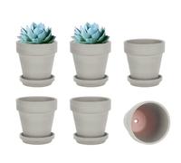 vensovo 12.7CM Gray Clay Pot for Plant with Saucer - 6 Pack Terra Cotta Plant Pot with Drainage Hole, Flower Pot with Tray, Terracotta Pot for Indoor Outdoor Plant