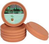 vensovo 12.7CM Terracotta Pot Plant Saucer - 6pcs Small Round Plant Pot Saucers Small Clay Plant Trays Perfect for 10CM 11.4CM 12.7CM Flower Pot with Drainage Hole and Great for Indoor Outdoor