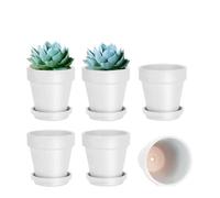 vensovo 12.7CM White Clay Pot for Plant with Saucer - 6 Pack Terra Cotta Plant Pot with Drainage Hole, Flower Pot with Tray, Terracotta Pot for Indoor Outdoor Plant