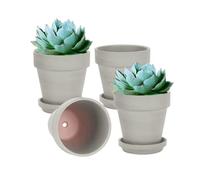 vensovo 15CM Gray Terracotta & Clay Pots for Plant with Saucer - 4 Pack Medium Terra Cotta Planter with Drainage Hole, Flowerpot for Indoor Outdoor Plants, Crafts, Wedding Favor