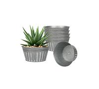 vensovo 17.8 CM Silver Metal Rustic Plant Pots - 6Pcs Shallow Galvanized Flower Pots with Drain Hole and Rubber Plug, Rustproof Metal Bucket Planters Farmhouse Vintage Style for Decor