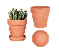vensovo 6 Inch Terracotta & Clay Pots for Plant with Saucer - 2 Pack Medium Terra Cotta Planter with Drainage Hole, Flowerpot for Indoor Outdoor Plants, Crafts, Wedding Favor