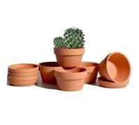 Vensovo 6 Pack 14.5 cm Shallow Terracotta Succulent Pots with Saucers