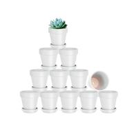 vensovo 7.6 CM White Clay Pot for Plant with Saucer - 12 Pack Small Terra Cotta Plant Pot with Drainage Hole, Flower Pot with Tray, Terracotta Pot for Indoor Outdoor Plant
