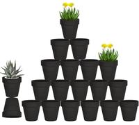 vensovo 7.6CM Black Terracotta Pots with Drainage - 20 Pack Clay Flower Pots, Succulent Nursery Pots Great for Plants, Crafts, Wedding Favor