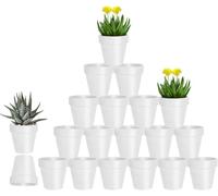 vensovo 7.6CM White Terracotta Pots with Drainage - 20 Pack Clay Flower Pots, Succulent Nursery Pots Great for Plants, Crafts, Wedding Favor