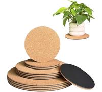 vensovo Cork Plant Coasters & Saucers 10/15.2/20.3 CM - Absorbent Round Mats for Indoor Flower Pots, Planters, House plants, Surface Protector for Table & Floor - 12 Pcs