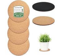 vensovo Cork Plant Coasters & Saucers 20.3 CM - Absorbent Round Mats for Indoor Flower Pots, Planters, House plants, Surface Protector for Table & Floor - 3 Pcs