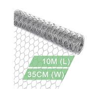 vensovo Galvanized Chicken Wire Mesh - 35CM × 10M Garden Animal Barrier Fence, 1 inch Mesh Fence for Pet,Rabbit,Poultry