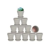 vensovo Small Gray Clay Terracotta Pot for Plant - 12 Pack with Saucer and Drainage Hole, Perfect for Indoor or Outdoor Use