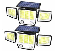 VENSSTNOR 3 Heads Solar Motion Sensor Lights, Dual PIR Motion Detector IP65 Waterproof Security Flood Lights for Outdoor 2 Packs