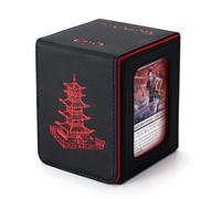 Venssu Chinese Takeout Deck Box Fits 35+ Toploader (Black and Red)