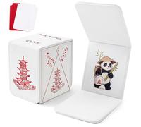 Venssu Chinese Takeout MTG Deck Box, Commander Deck Case Fits 100 Double Sleeved Cards, PU Leather Storage Box with 2 Dividers(Bright Red and White), Compatible with TCG/PTCG/EDH/Magic/Sport Cards