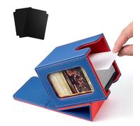 Venssu MTG Deck Box for Commander Display,Card Deck Boxes Fits 100 Double Sleeved Cards, TCG Card Storage Box (Blue and Red, 1 window)