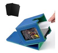 Venssu MTG Deck Box for Commander Display,Card Deck Boxes Fits 100 Double Sleeved Cards, TCG Card Storage Box (Blue and Green, 1 window)